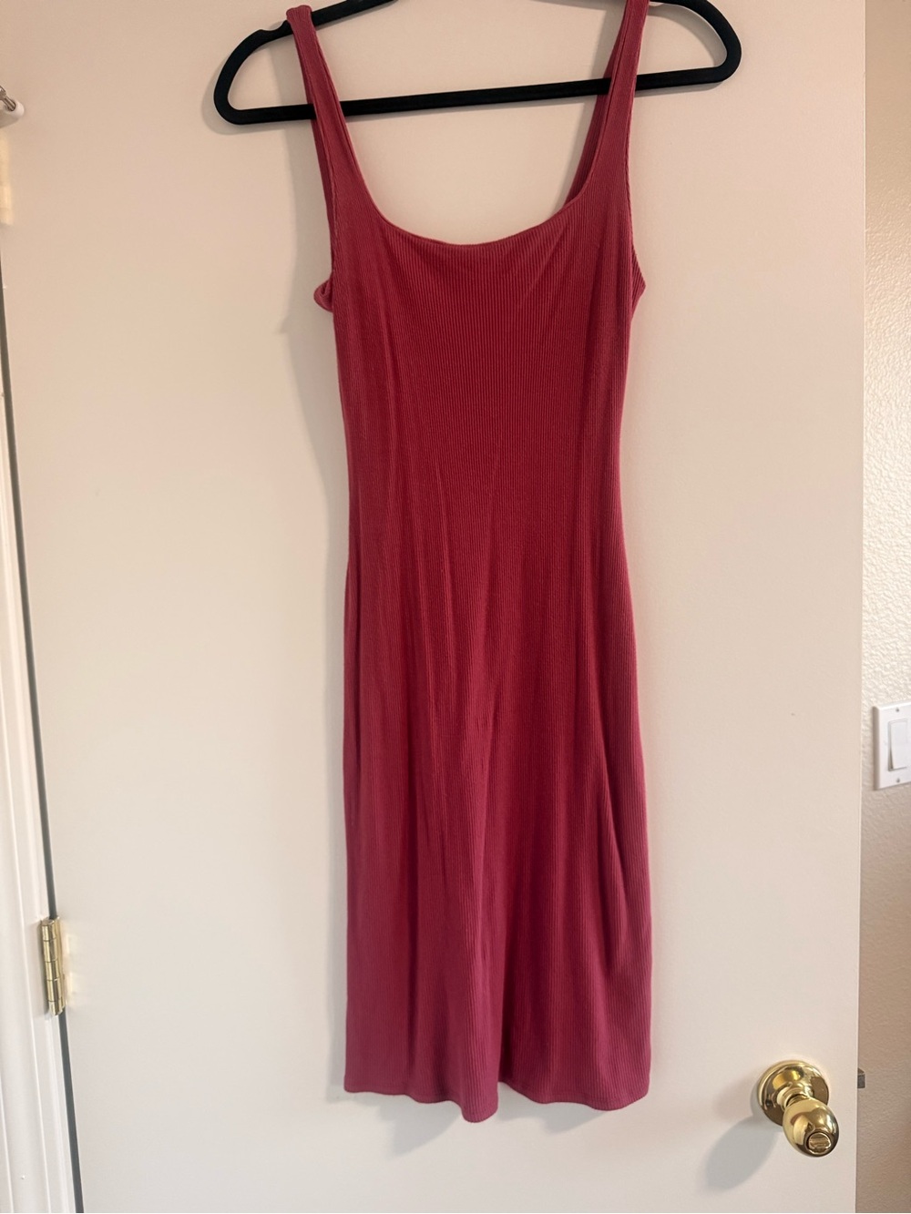 Women's Ribbed Scoop Neck Tank Dress - Rose